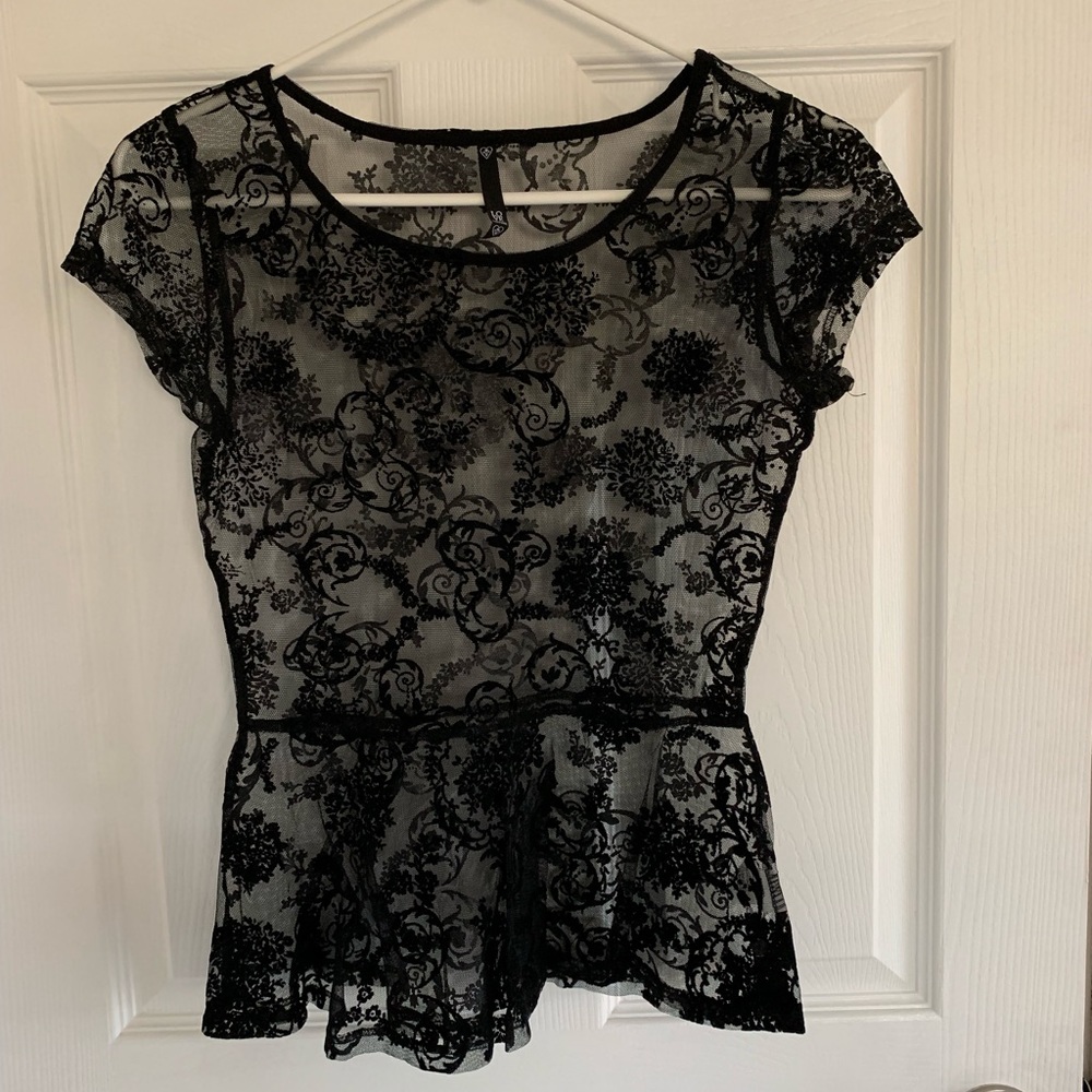 Black lace peplum top
